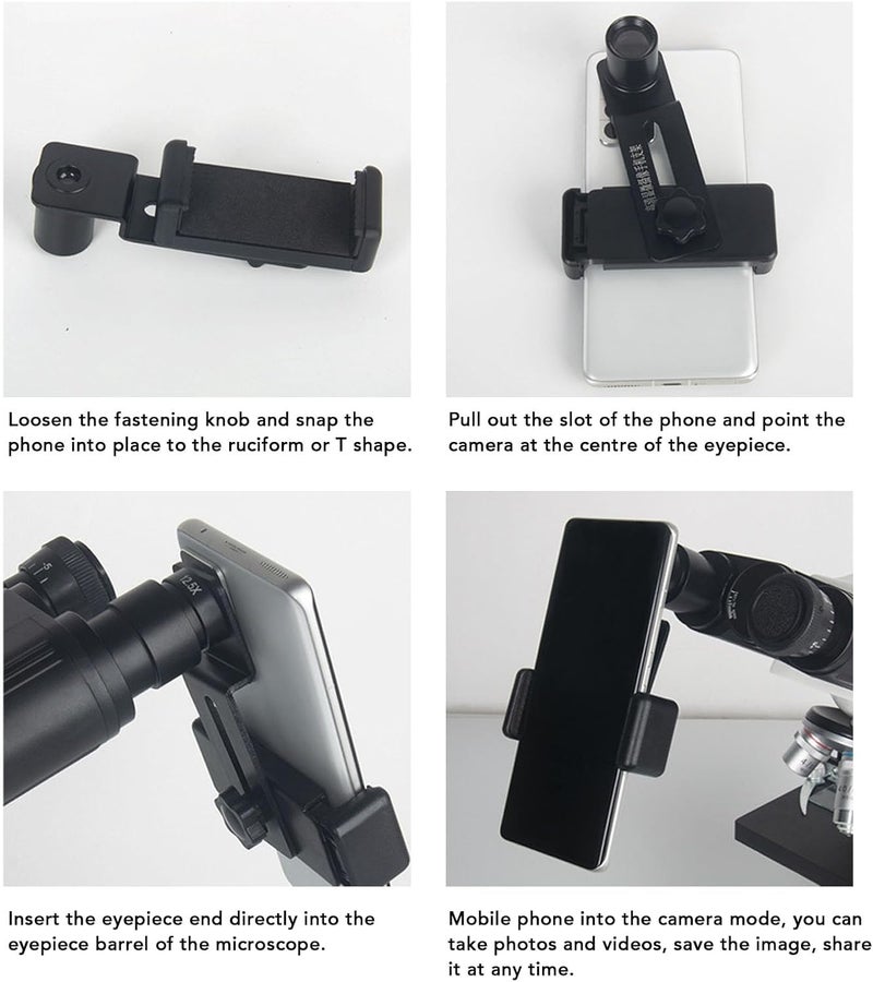 CHEOTIME Microscope Phone Adapter, 12.5X Optical Glass Lens Smartphone Mount Eyepiece Connector for 23.2mm Biological Microscopes 70-90mm Phones for Photo Video Capture - Image 5